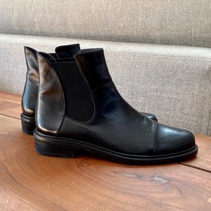 Stuart Weitzman Leather Booties, Black, Size 8